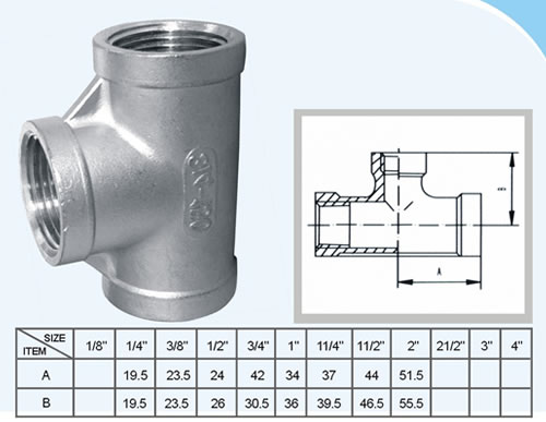 A linha de aço inoxidável do encaixe de tubulação BSPT da carcaça SS304 316 NPT parafusou o T