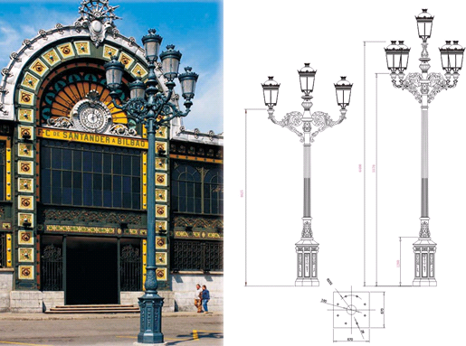 O cargo leve da lâmpada de polo claro 5 do ferro fundido da areia Ornaments decorativo exterior